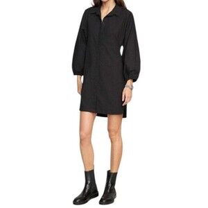 MODERN CITIZEN Dress Medium Black Clara Open-Back Button Down Cotton Minimalist